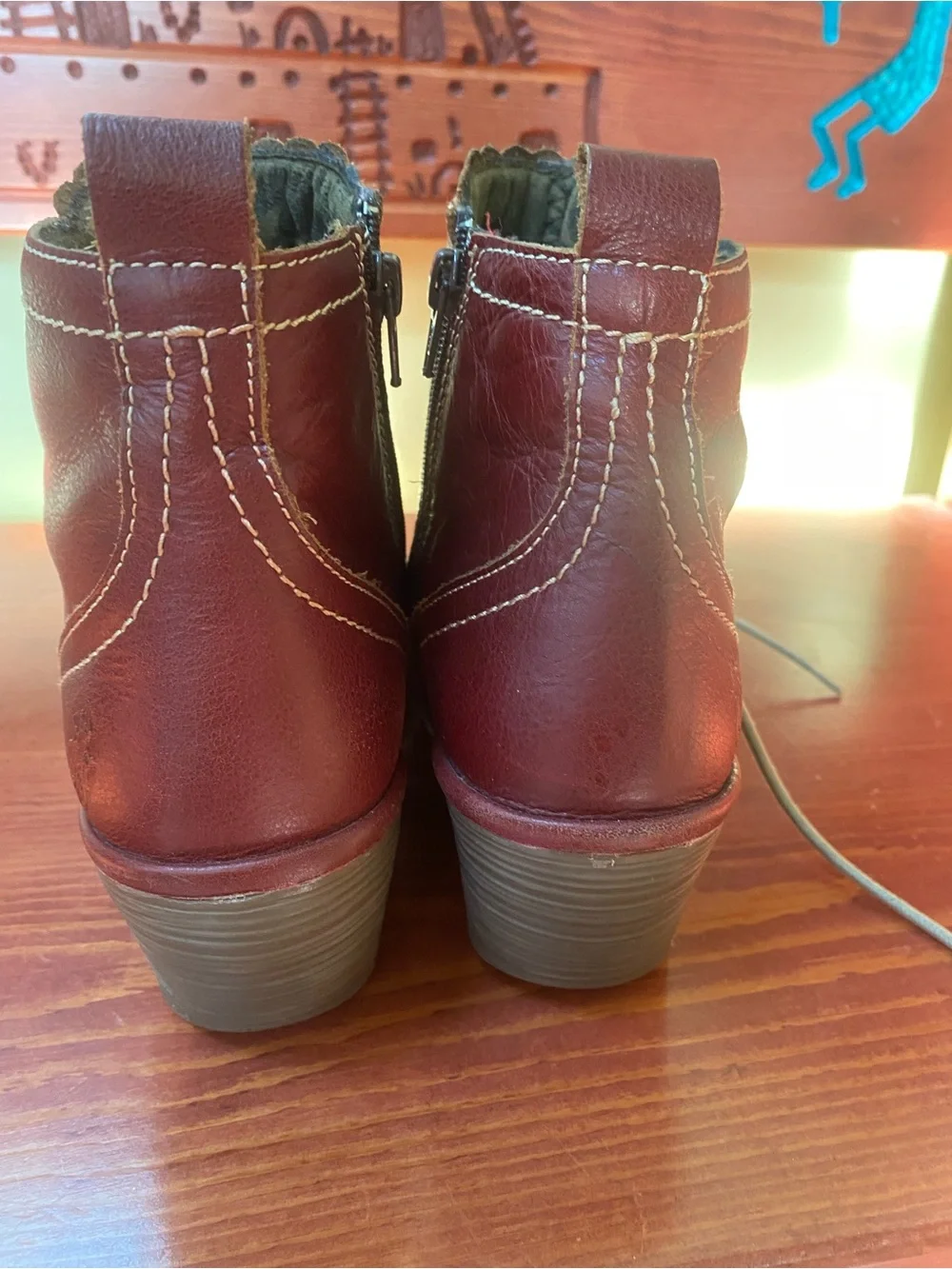 Fly London Women's Burgundy Lace-Up Wedge Ankle Boots